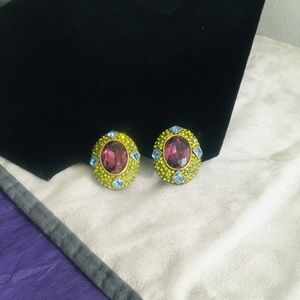 Heidi Daus Antique Gold Brass Clip On Earrings